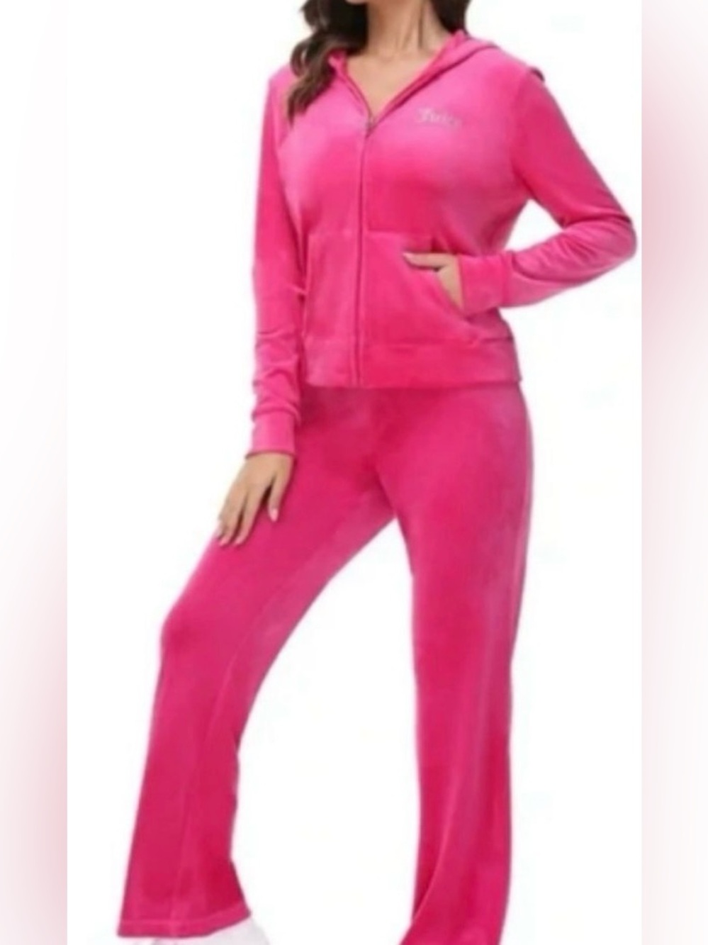 🌺NWT Juicy Couture pink full zip hoodie/wide leg sweatpants set 🌺